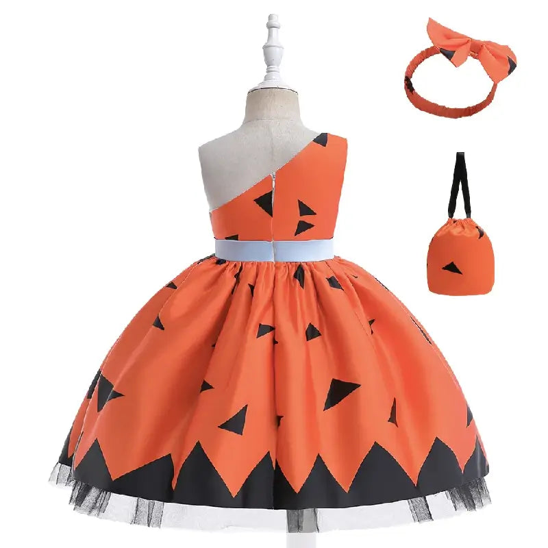 Déguisement Halloween fille Citrouille et son sac pour bonbon