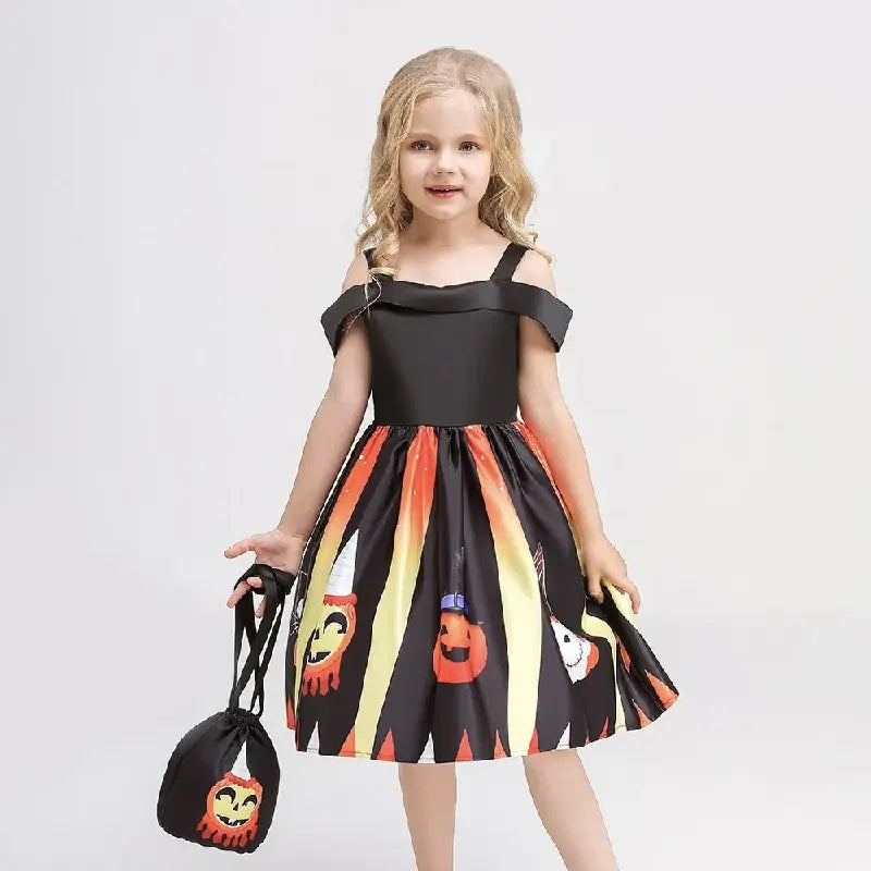 Déguisement Halloween fille tête de citrouille