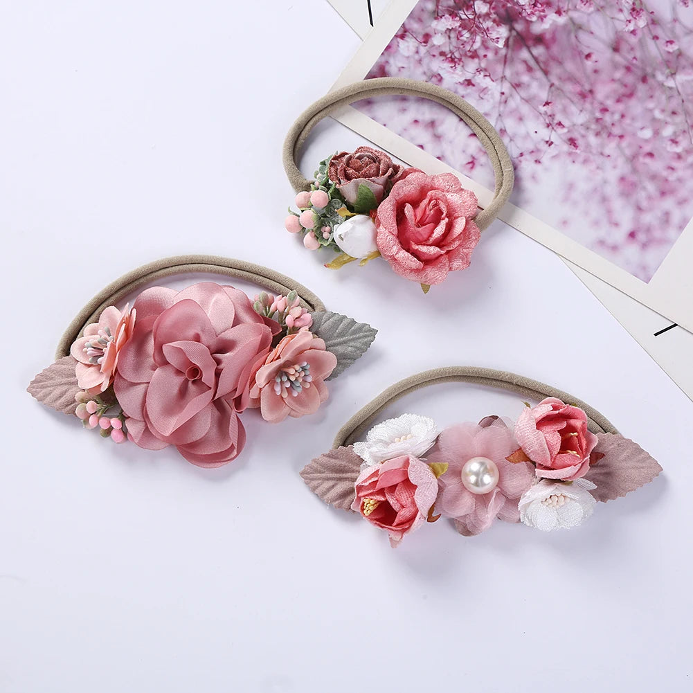 Lot de 3 bandeaux pour bébé fille fleurs