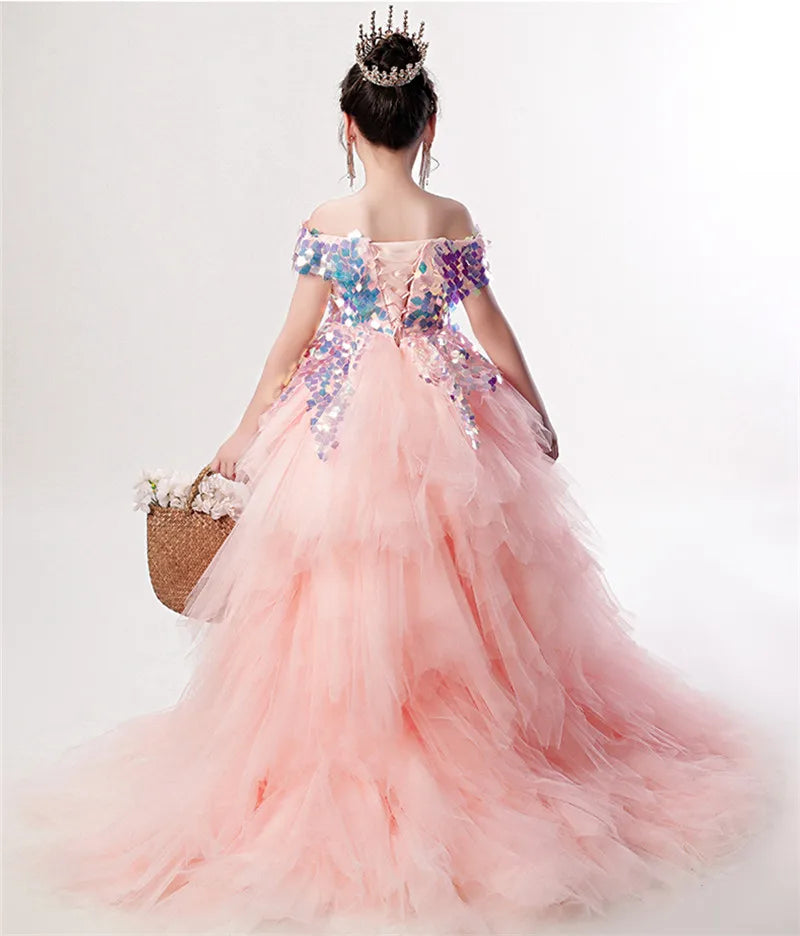 Robe anniversaire enfant rose bonbon