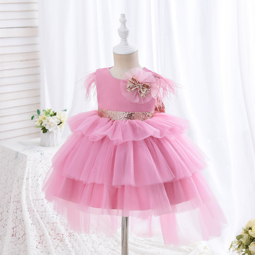 Robe de cérémonie enfant rose avec perle