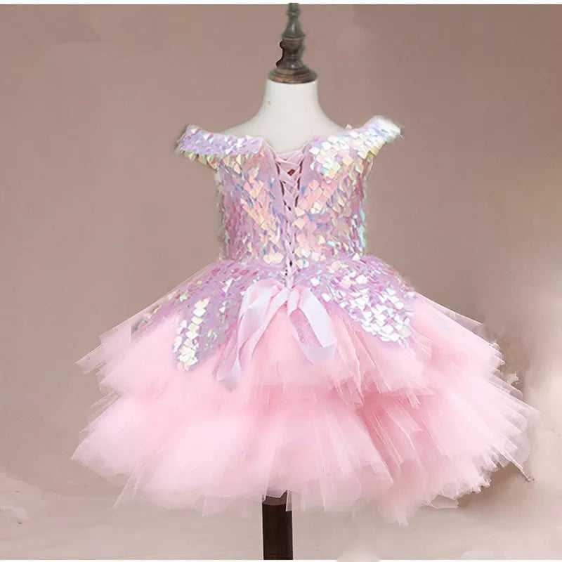 Robe anniversaire enfant rose bonbon