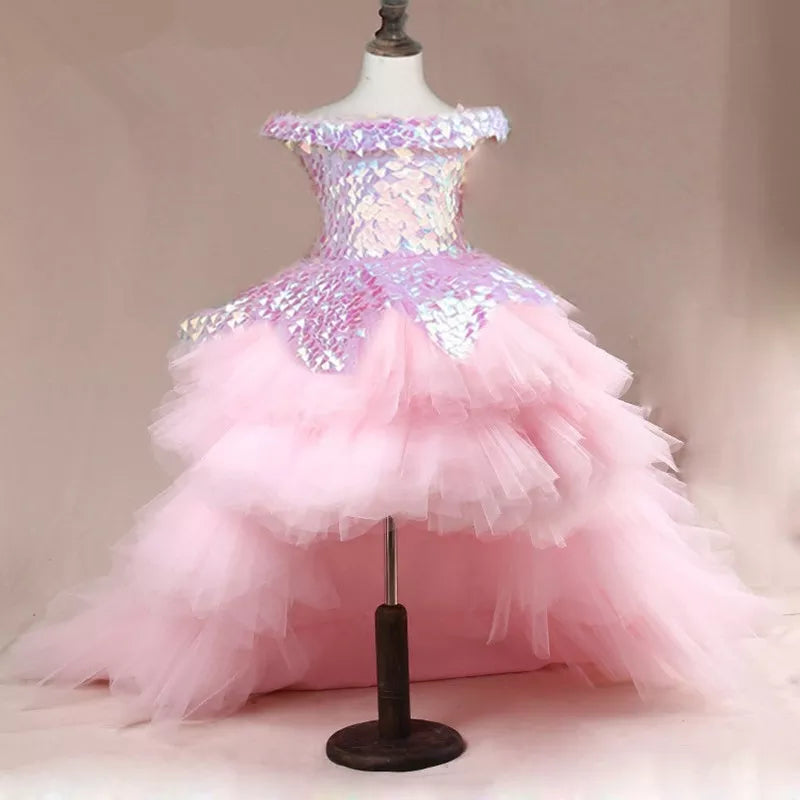 Robe anniversaire enfant rose bonbon