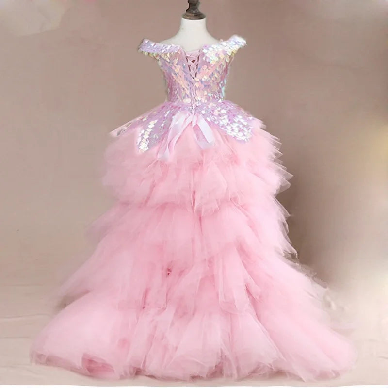 Robe anniversaire enfant rose bonbon