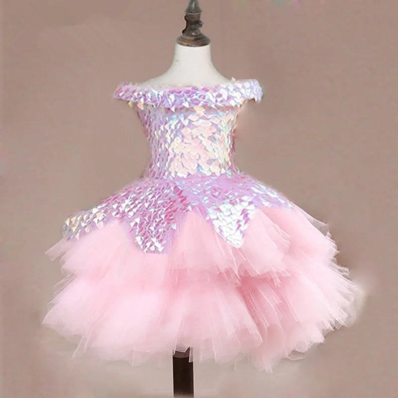 Robe anniversaire enfant rose bonbon