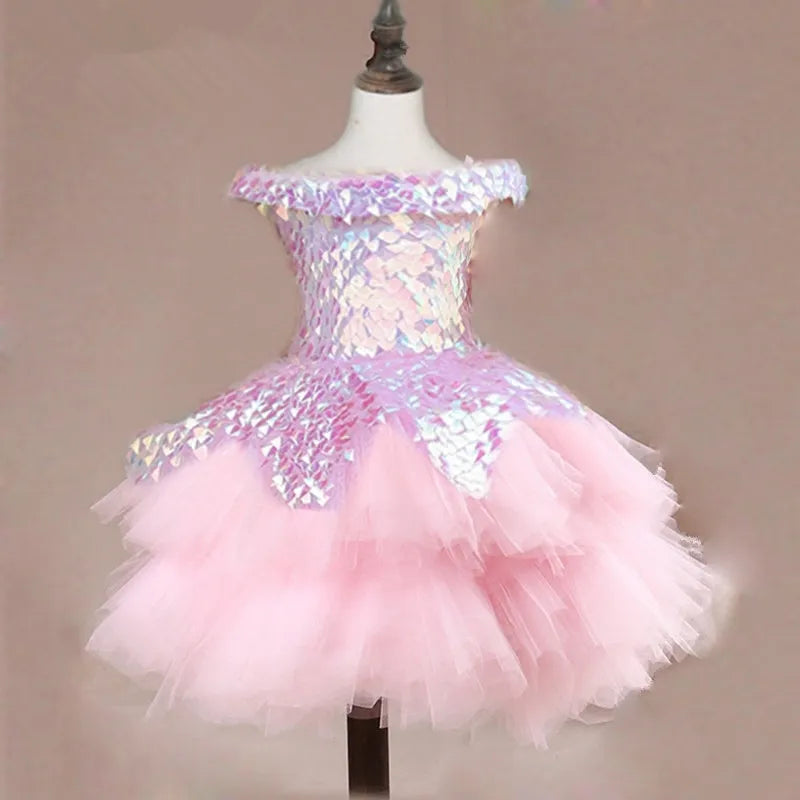 Robe anniversaire enfant rose bonbon