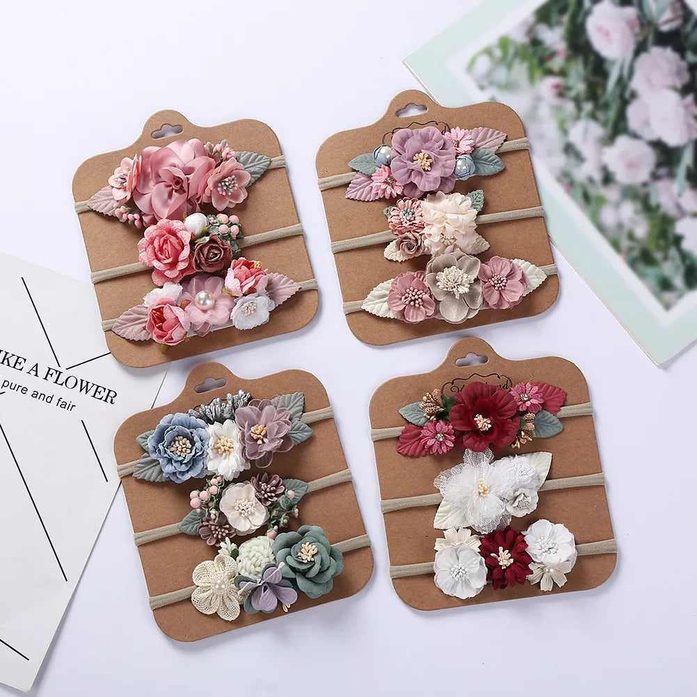 Lot de 3 bandeaux pour bébé fille fleurs