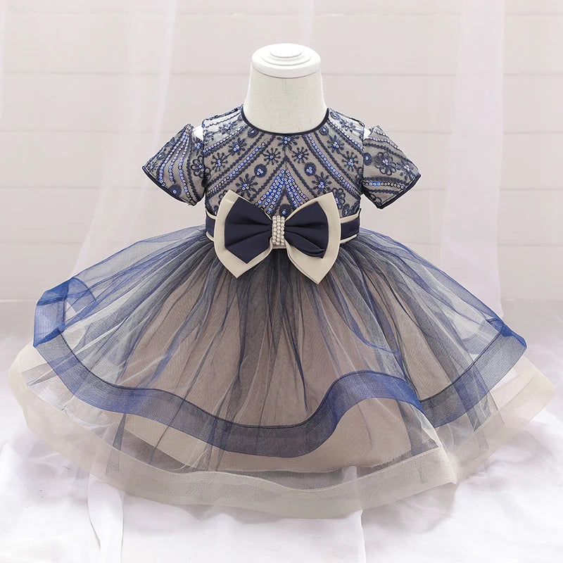 Robe bébé fille de Noël bleu