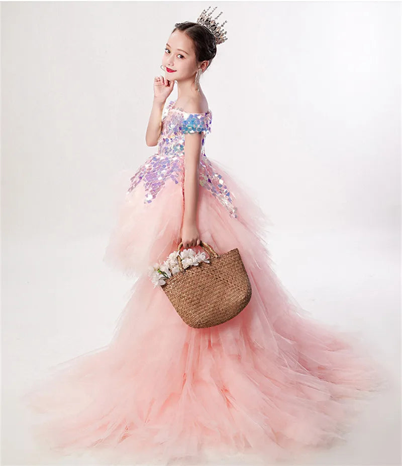 Robe anniversaire enfant rose bonbon