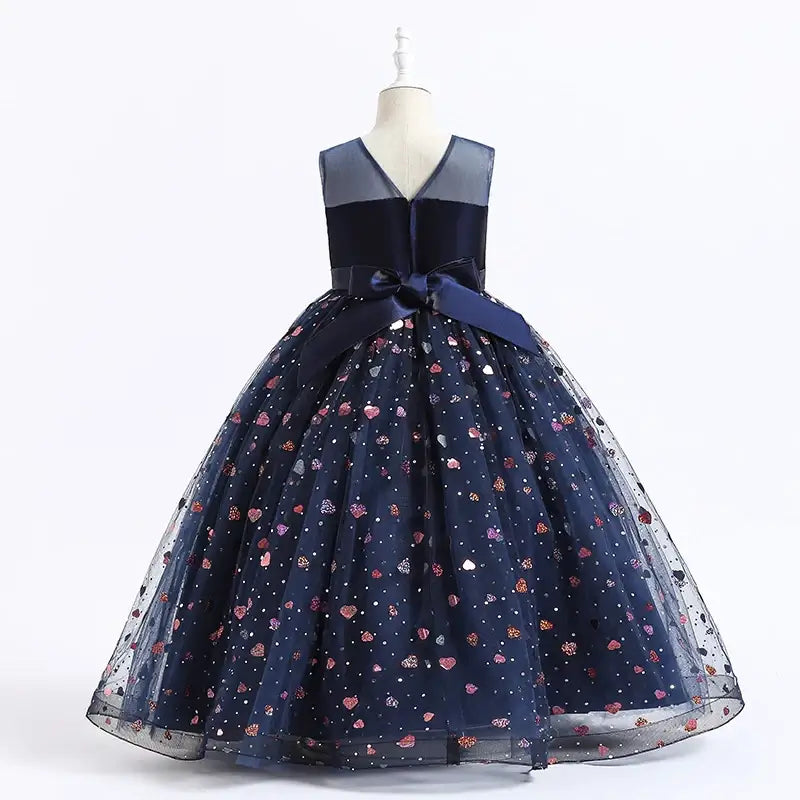 Robe longue Halloween petit coeur bleu nuit
