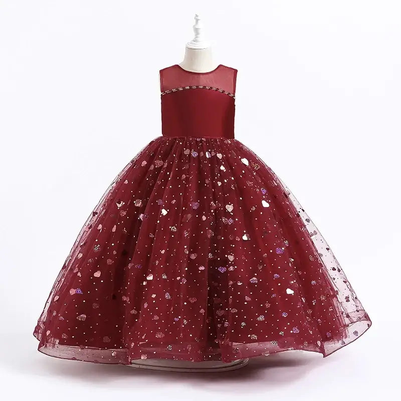 Robe longue Halloween petit coeur bordeaux