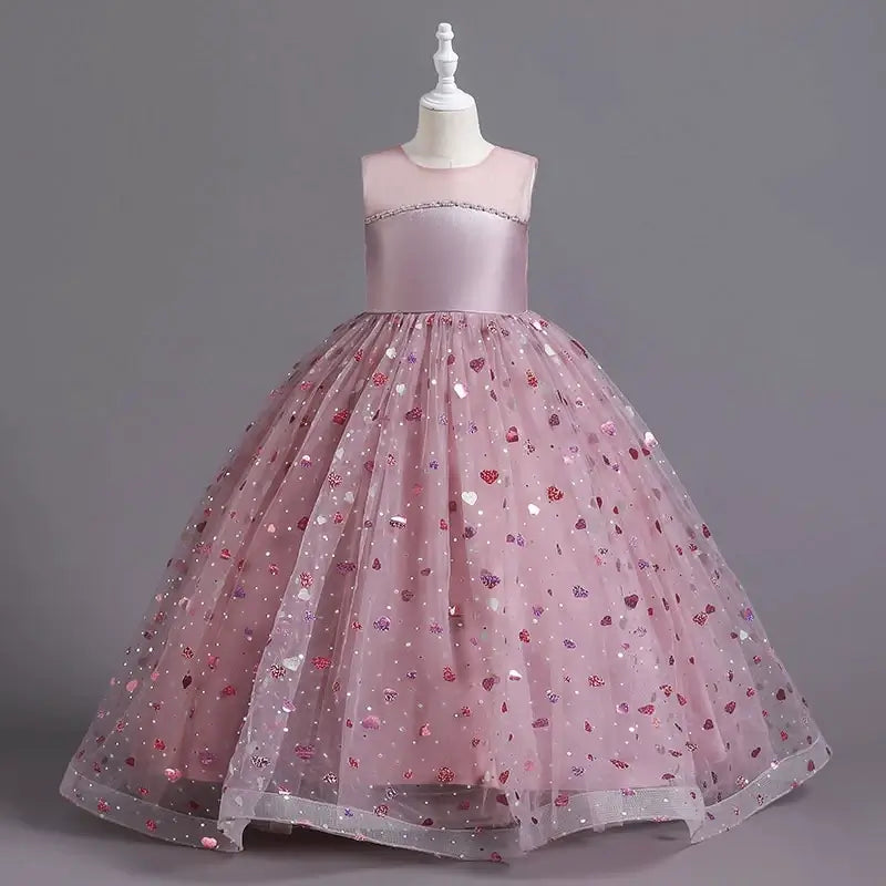 Robe longue Halloween petit coeur rose