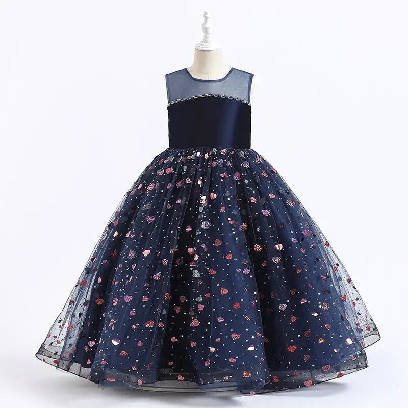 Robe longue bleu Halloween petit coeur