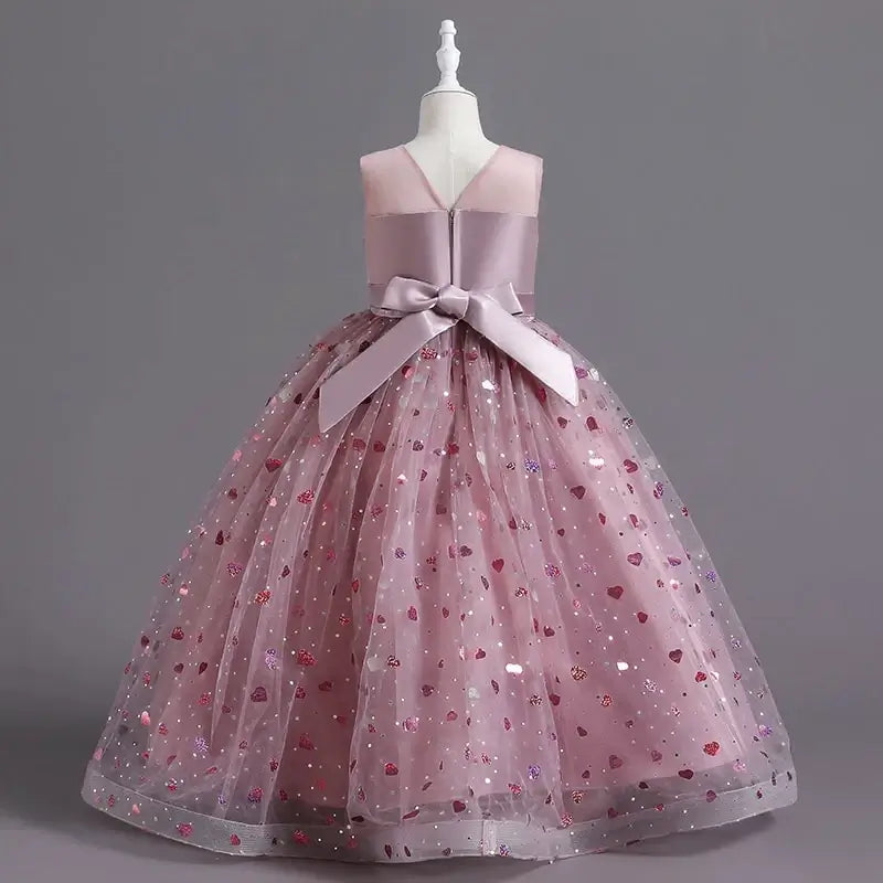 Robe longue rose Halloween petit coeur