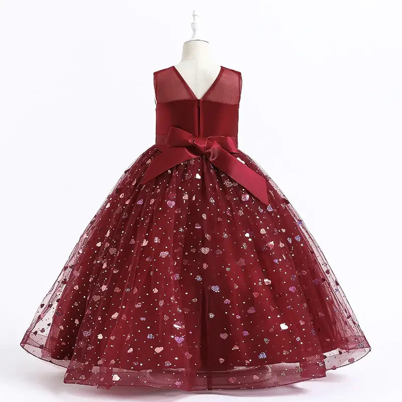 Robe longue rouge Halloween petit coeur