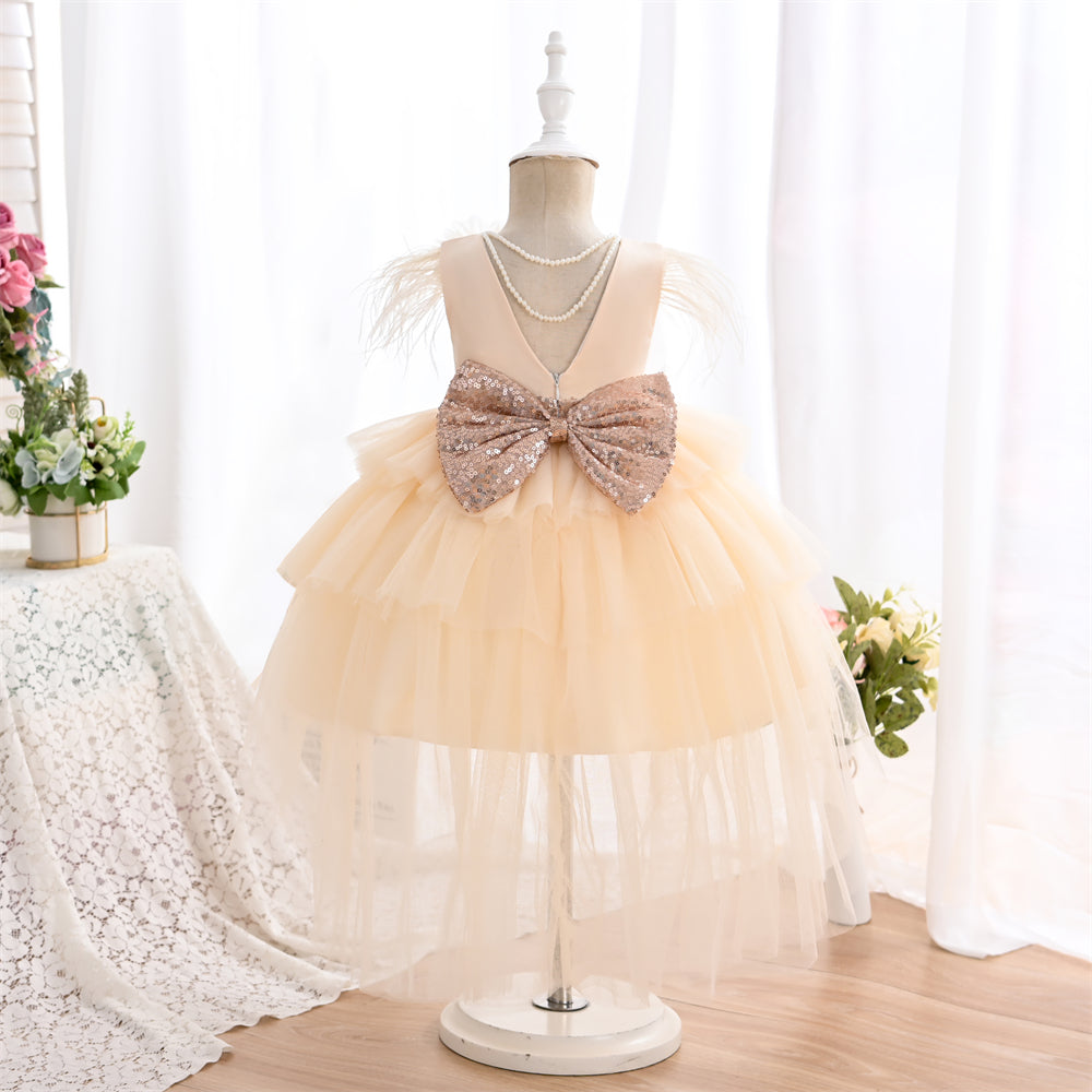 Robe de cérémonie enfant rose avec perle