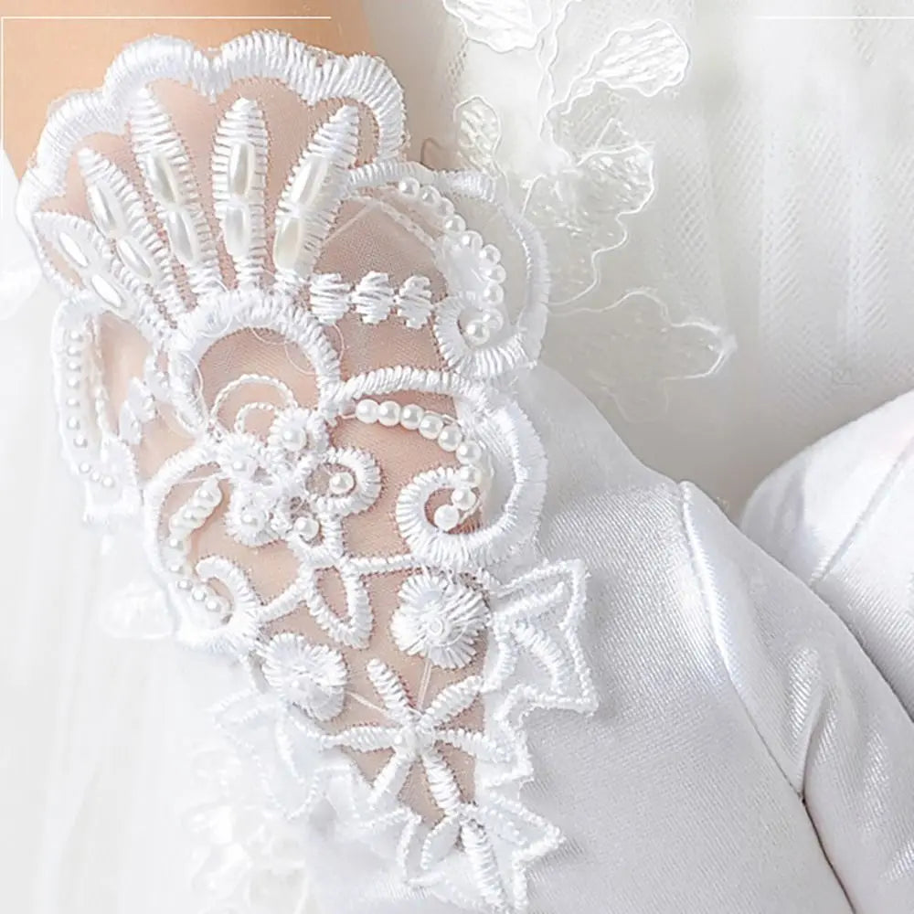1 paires de gants dentelle satiné