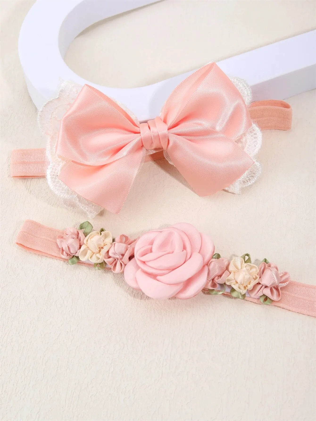 Lot de bandeau bébé/enfant rose et blanc