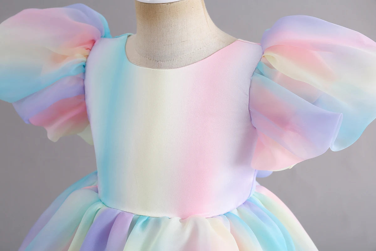 Robe de cérémonie arc-en-ciel fille