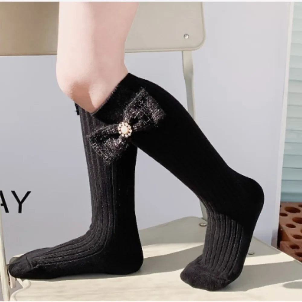 Chaussette longue noir perle