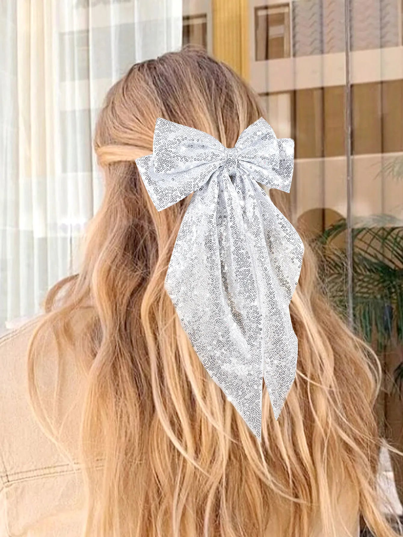 Pince à cheveux fille brillante argenté
