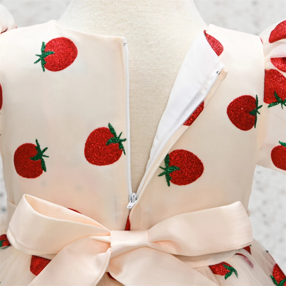 Robe anniversaire bébé fraise