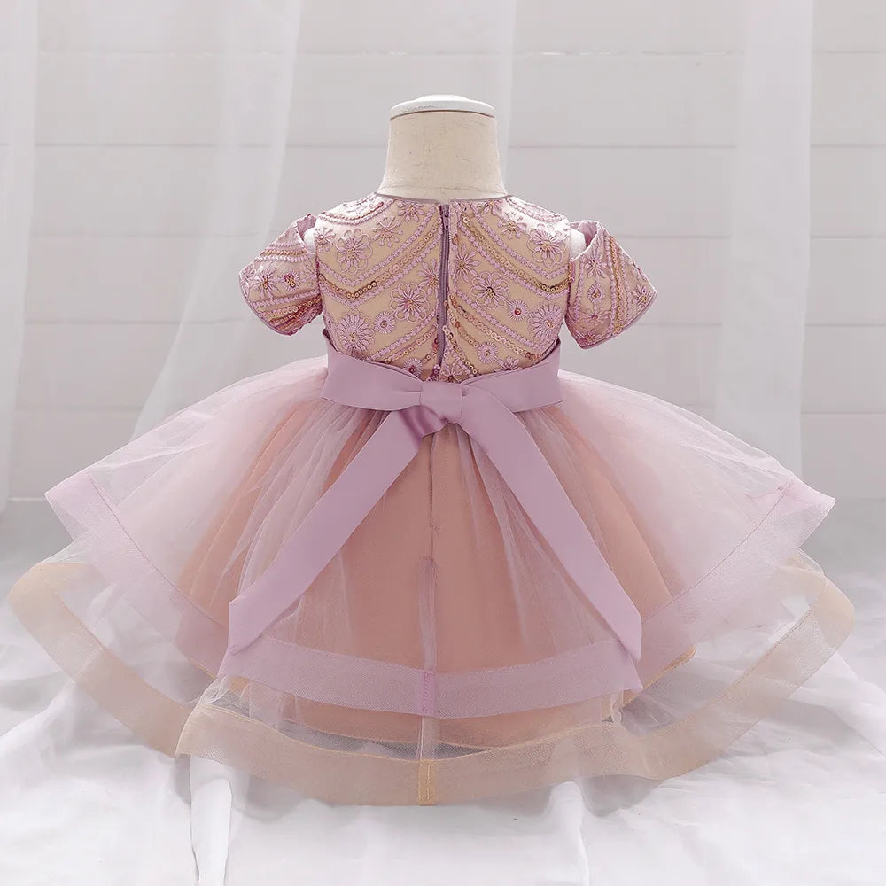 Robe bébé fille de Noël rose foncé bicolore