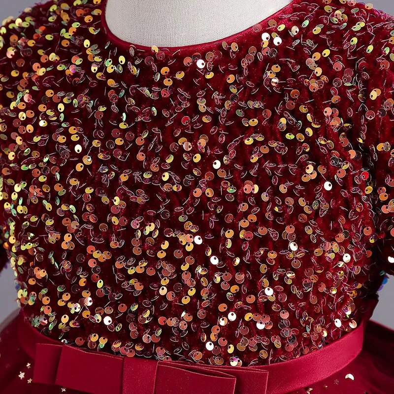 Robe de noël manche longue paillette bustier