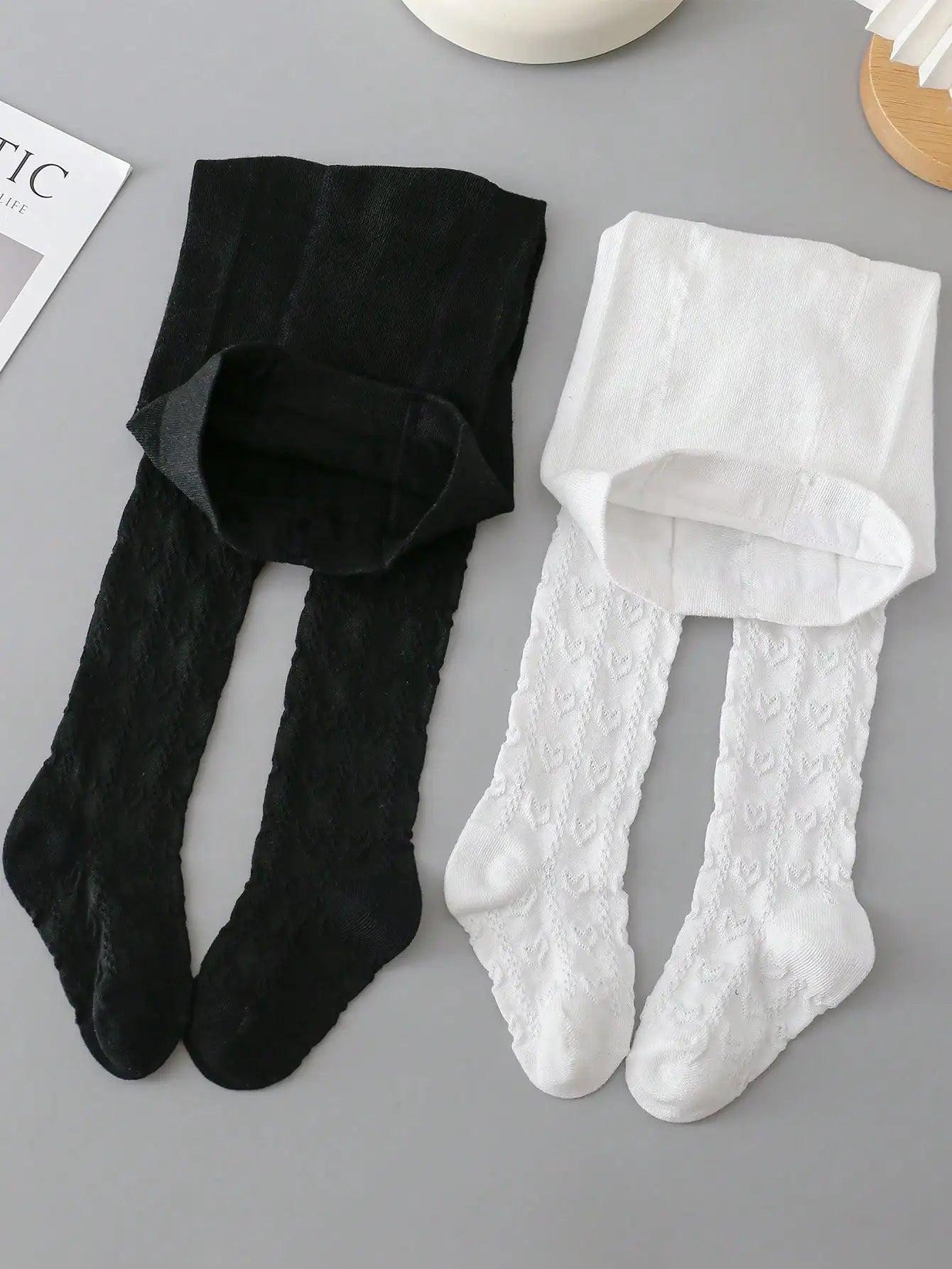 2 paires de collants Noir/Blanc