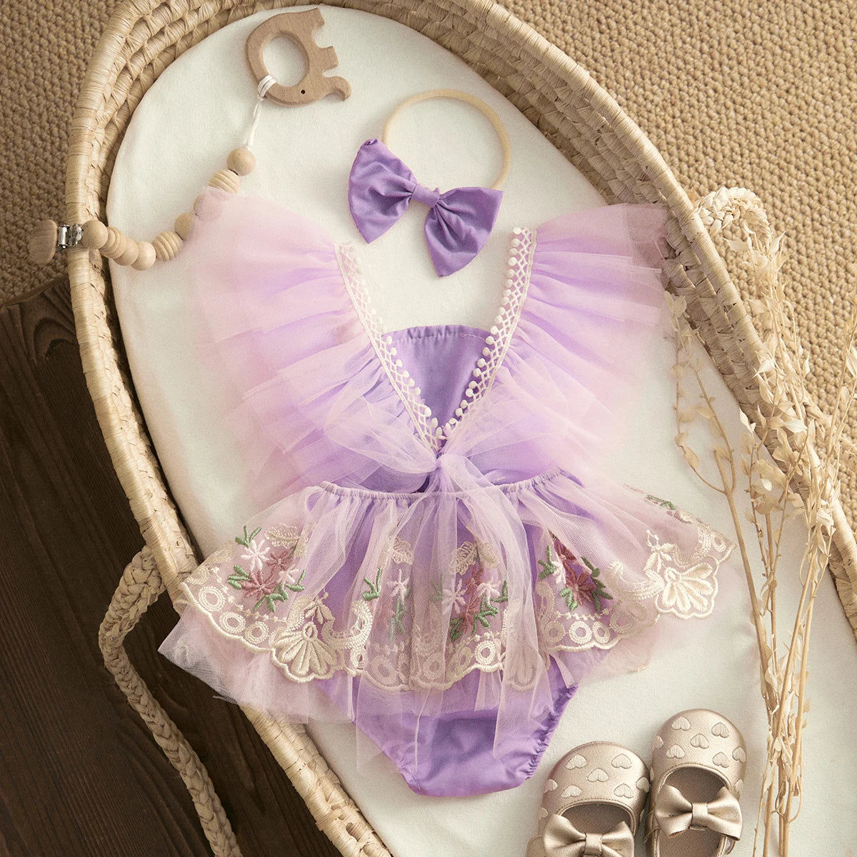 Barboteuse princesse bébé fleurie