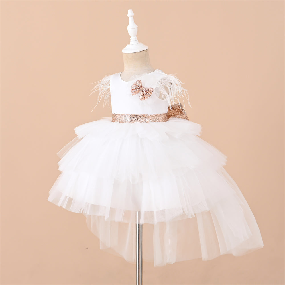 Robe de cérémonie enfant rose avec perle