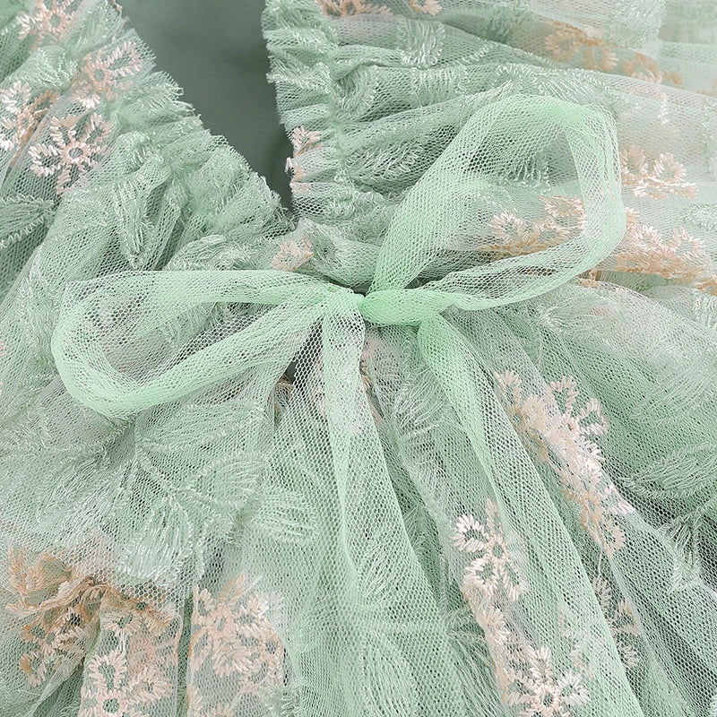 Barboteuse fille cérémonie d'été vert