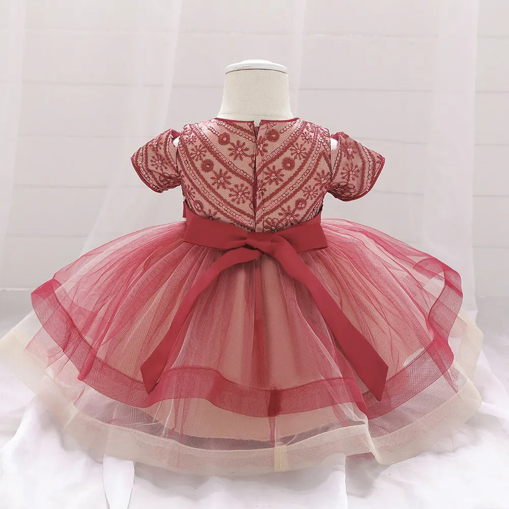 Robe bébé fille de Noël bicolore rouge
