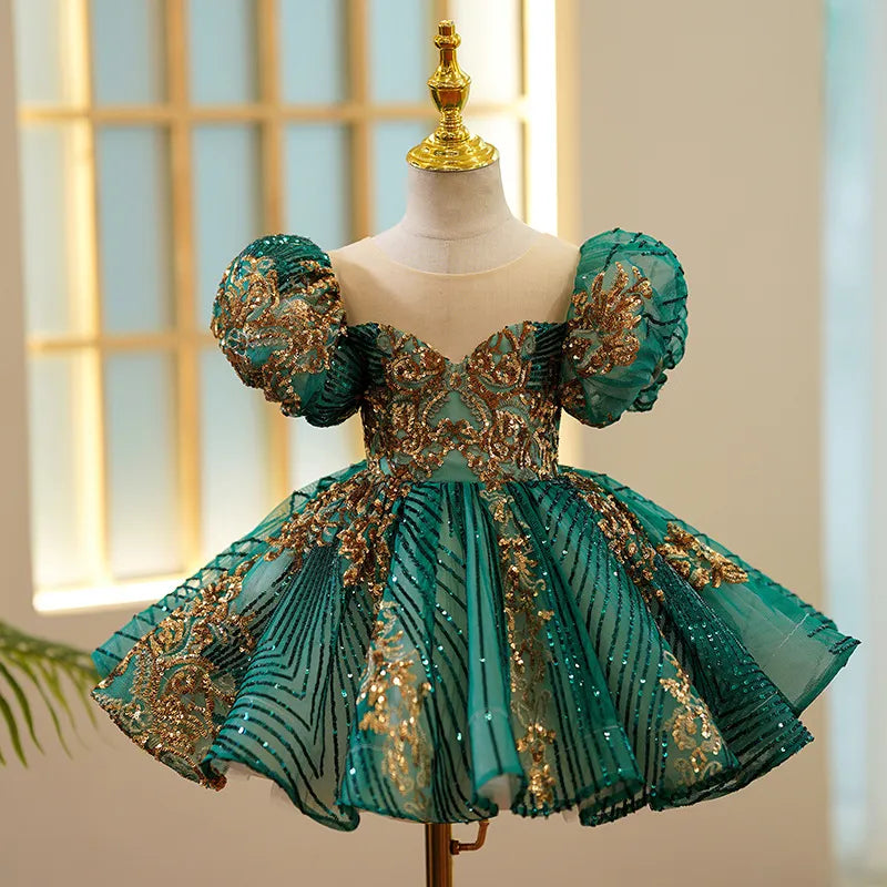 Robe de princesse fille vert
