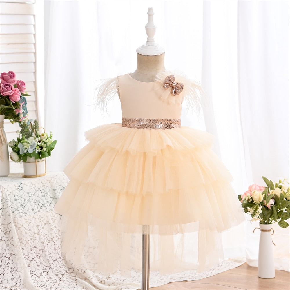 Robe de cérémonie enfant rose avec perle