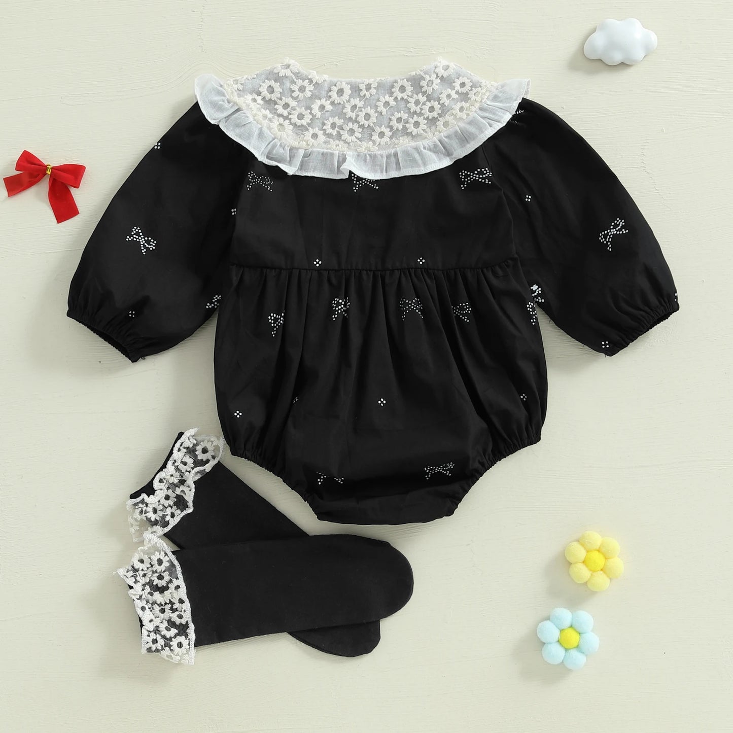 Barboteuse enfant 2 pièces Noir/blanc