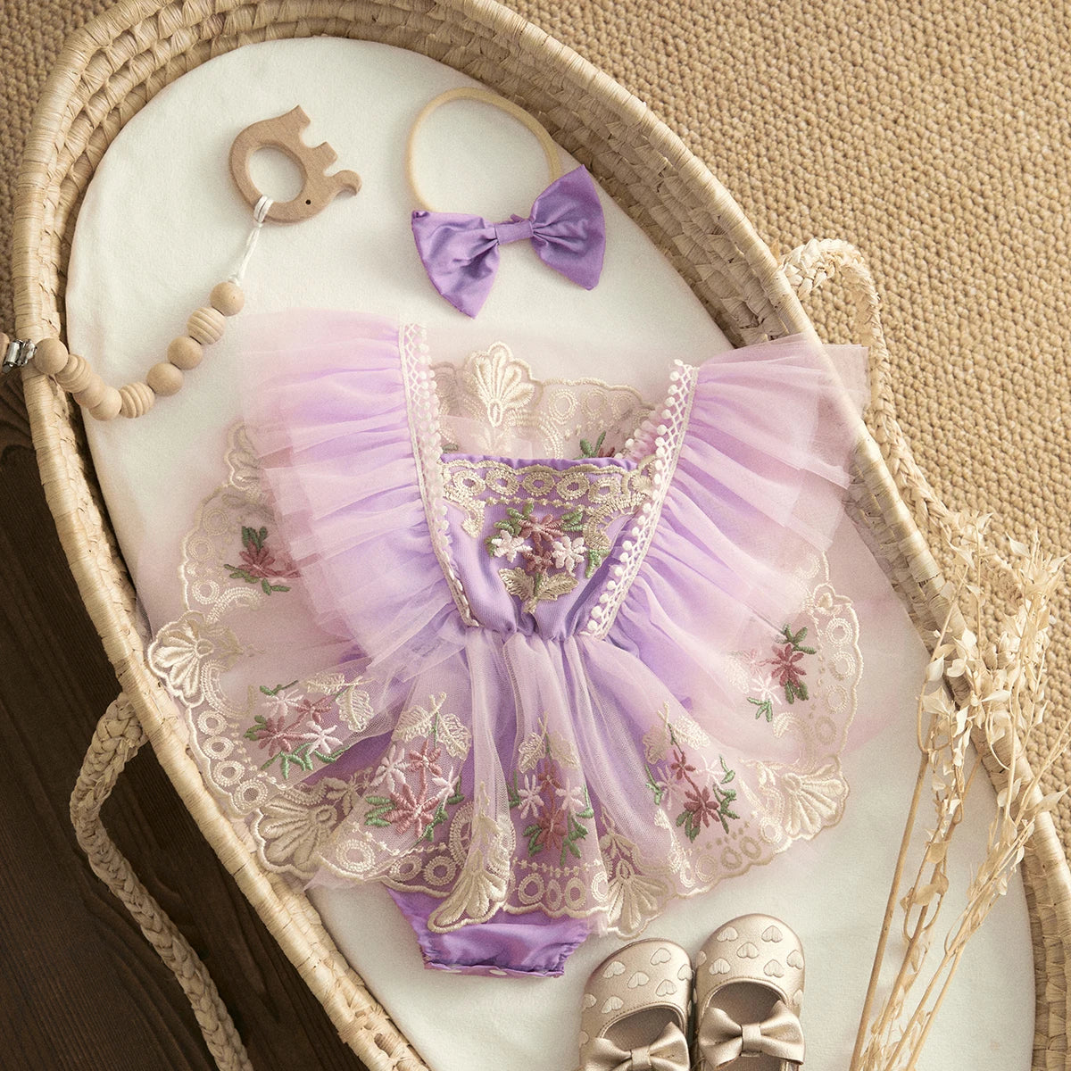 Barboteuse princesse bébé fleurie