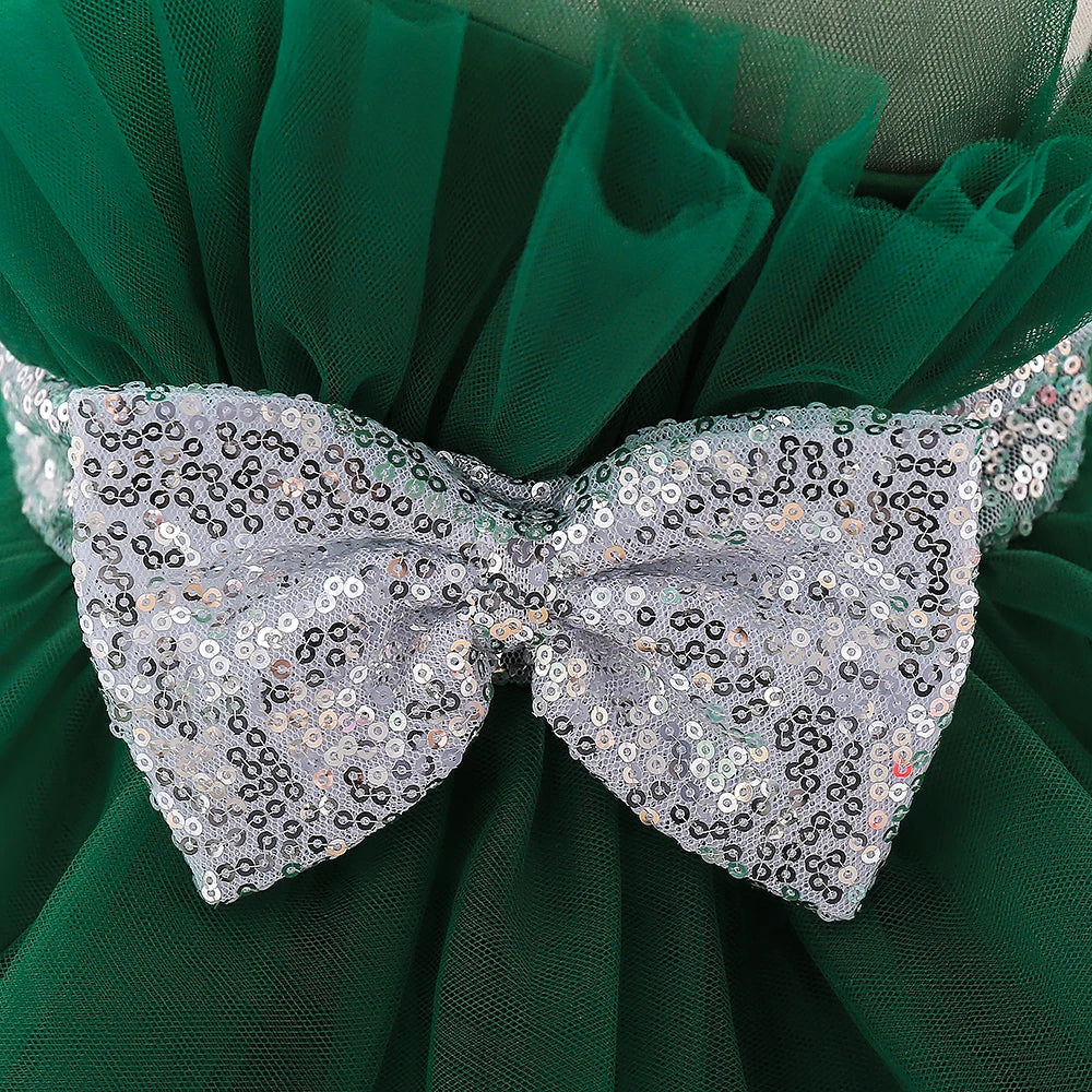 Robe pour noël fille froufrou nœud papillon