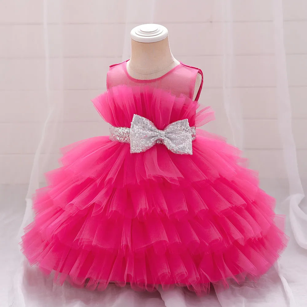 Robe pour noël fille froufrou rose fuchsia