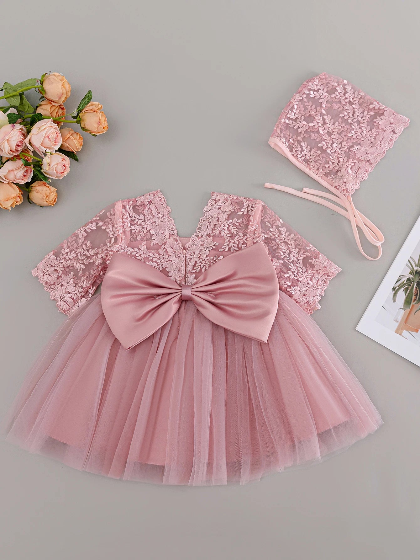 Robe de cérémonie fille rose Poly