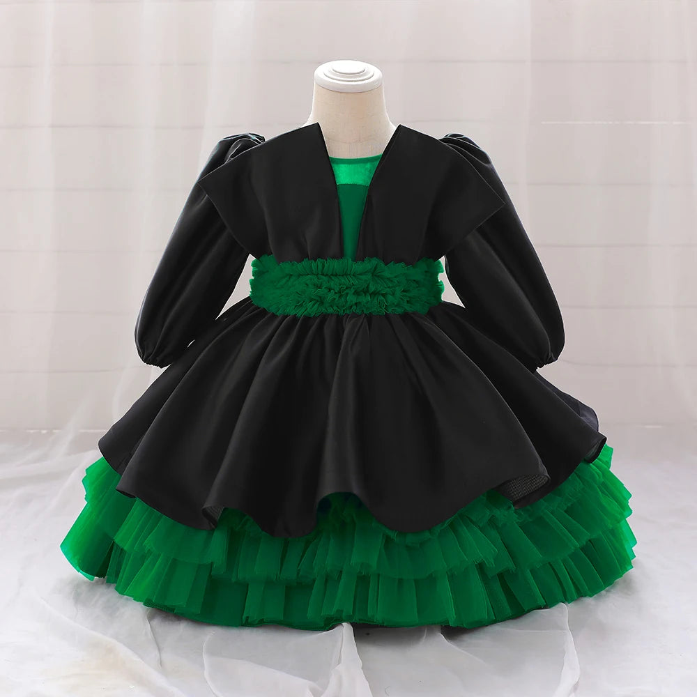 Robe de cérémonie bébé vert avec manche