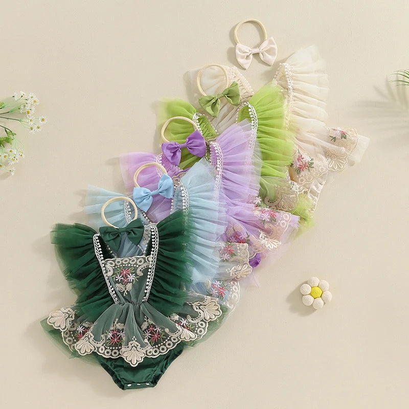Barboteuse princesse bébé fleurie