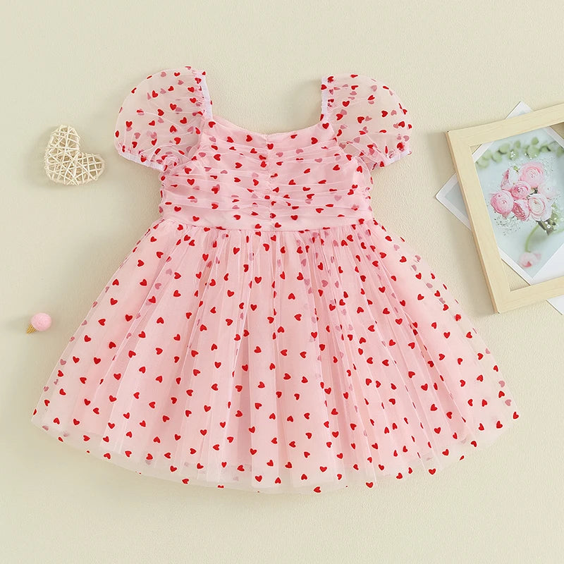 Robe enfant fille petit coeur rouge