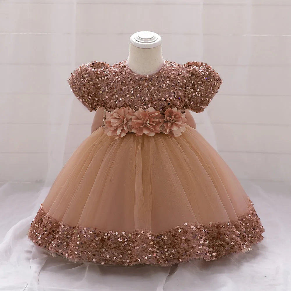 Robe de Noël fille fleur café