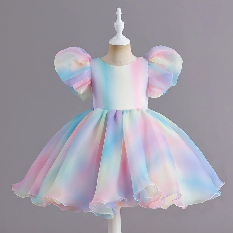 Robe de cérémonie arc-en-ciel fille
