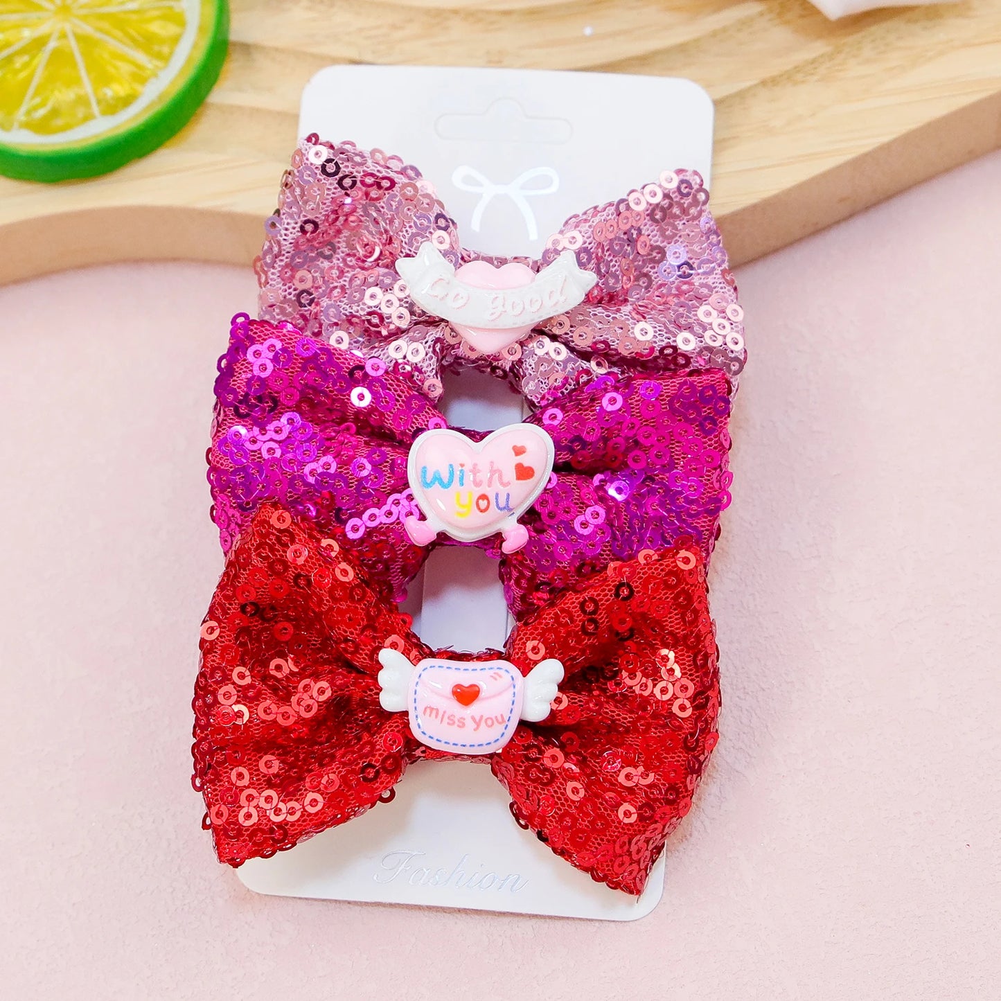 Lot de 3 pièces de barrettes St Valentin