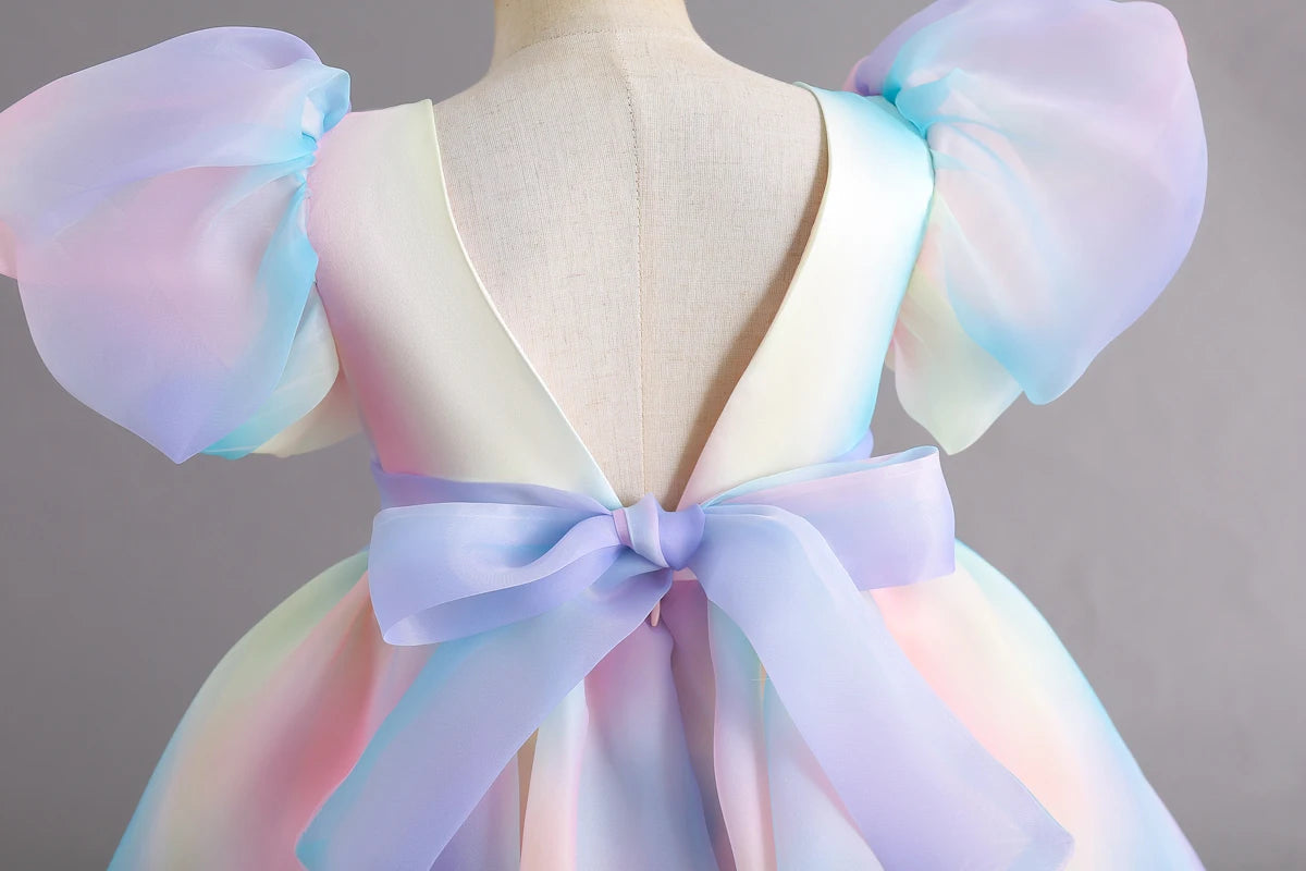 Robe de cérémonie arc-en-ciel fille