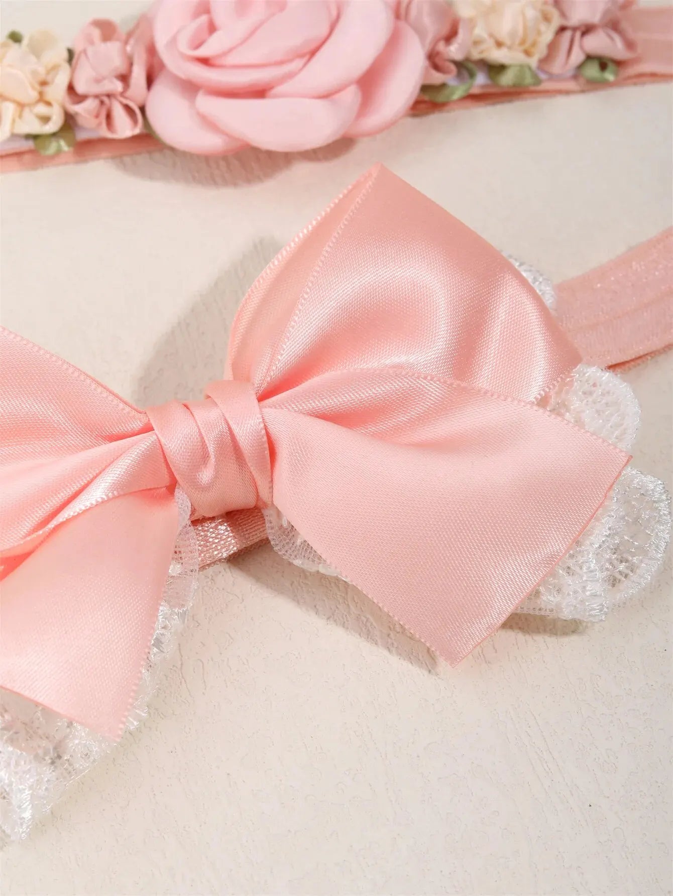 Lot de bandeau bébé/enfant rose et blanc