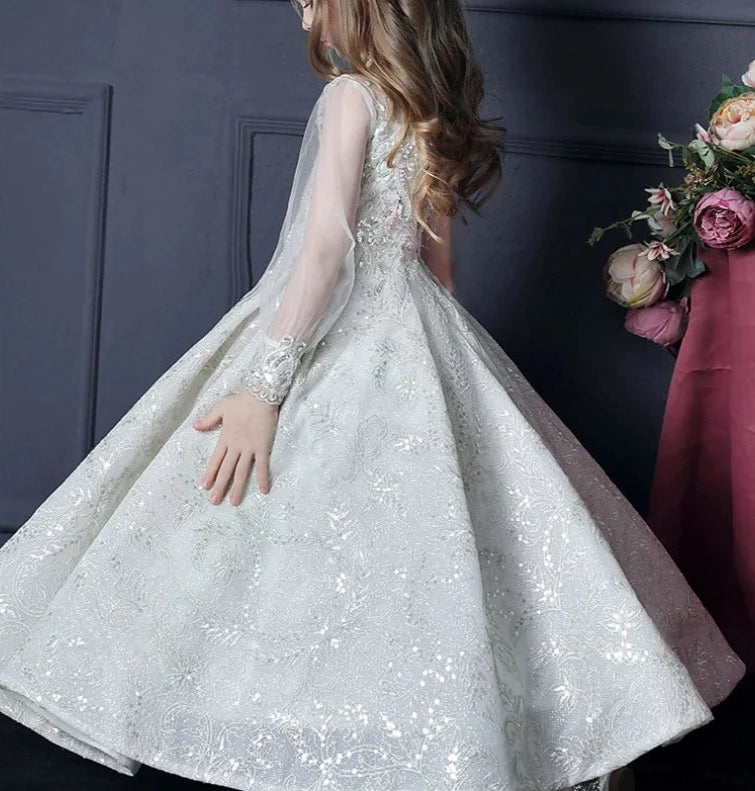 Robe luxe enfant fille neige