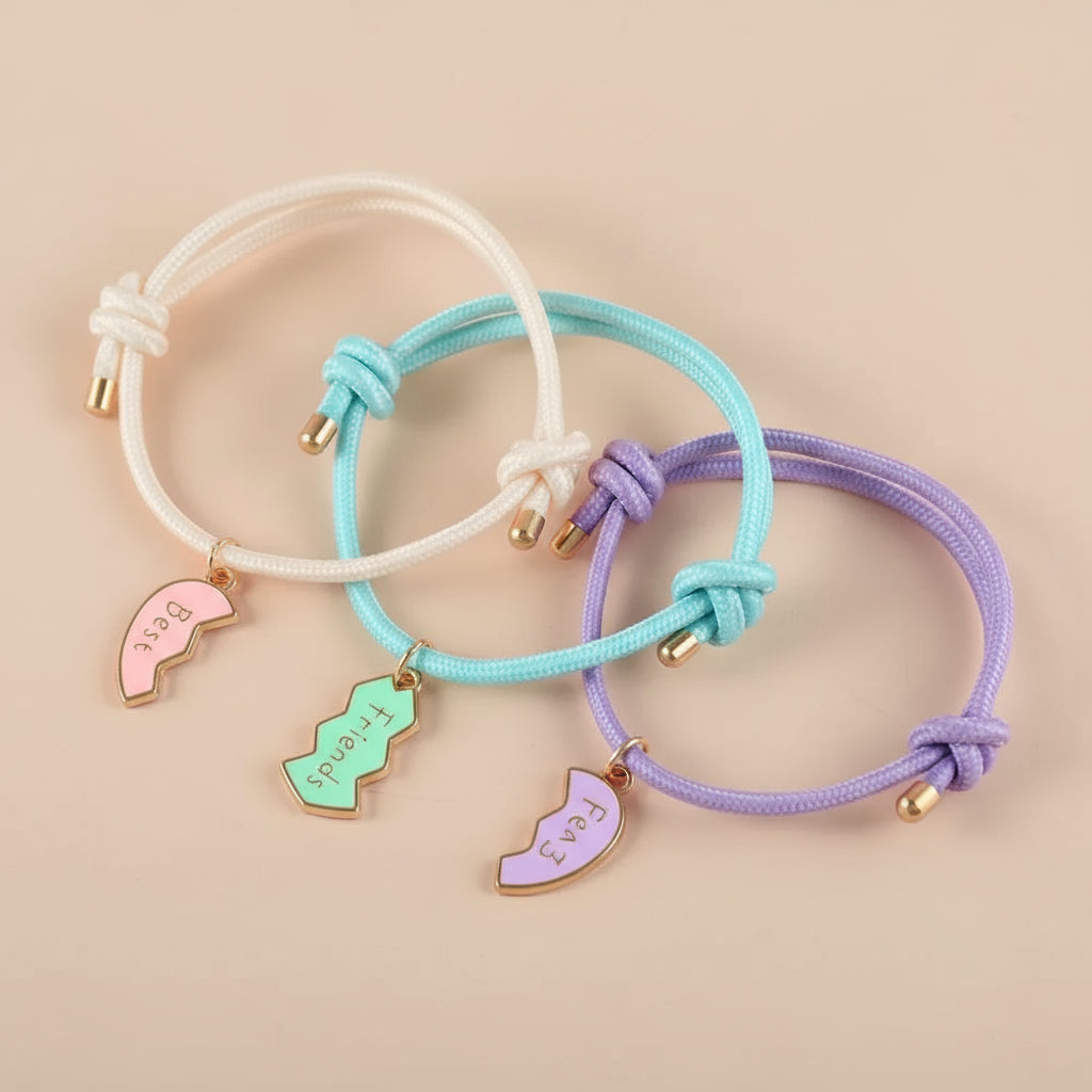 Lucien Lot de 3 bracelets de l'amitié pour fille - Bracelet tressé réglable - Bracelet arc-en-ciel pour filles - Cadeaux et pochettes de fête